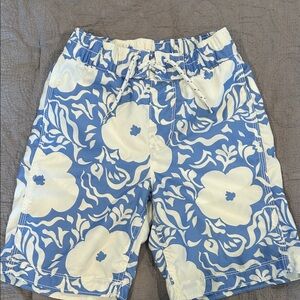 Boys Blue and White Floral Swim Shorts